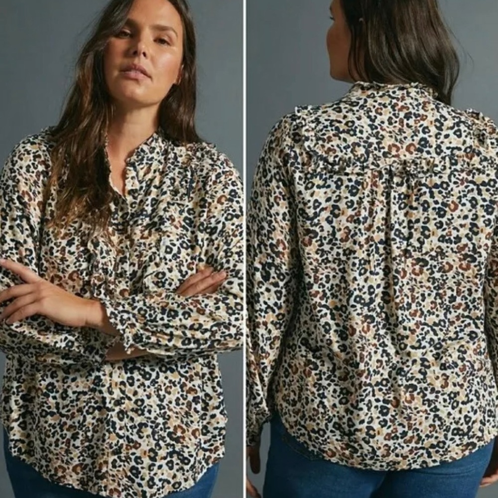 Anthropologie Maeve Katia Ruffled Buttondown
